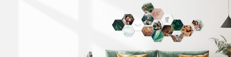 hexagon herinnering op linnen